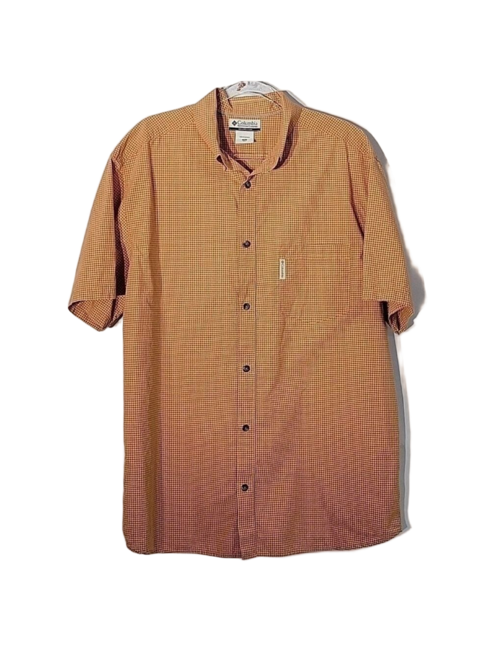 Columbia Sportswear Men's Orange Plaid Patterned Outdoor Shirt, Size XL